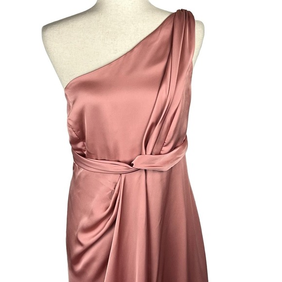 DESSY‎ COLLECTION ONE-SHOULDER TRUMPET GOWN IN DESERT ROSE NWOT WOMEN'S 16R - Picture 4 of 16
